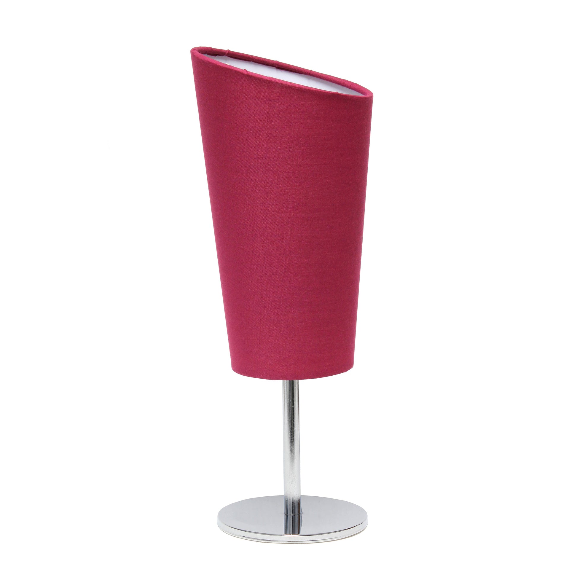 All The Rages Simple Designs Mini Chrome Table Lamp With Pink Angled Fabric Shade