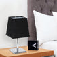 All The Rages Simple Designs Mini Chrome Table Lamp With Squared Black Empire Fabric Shade