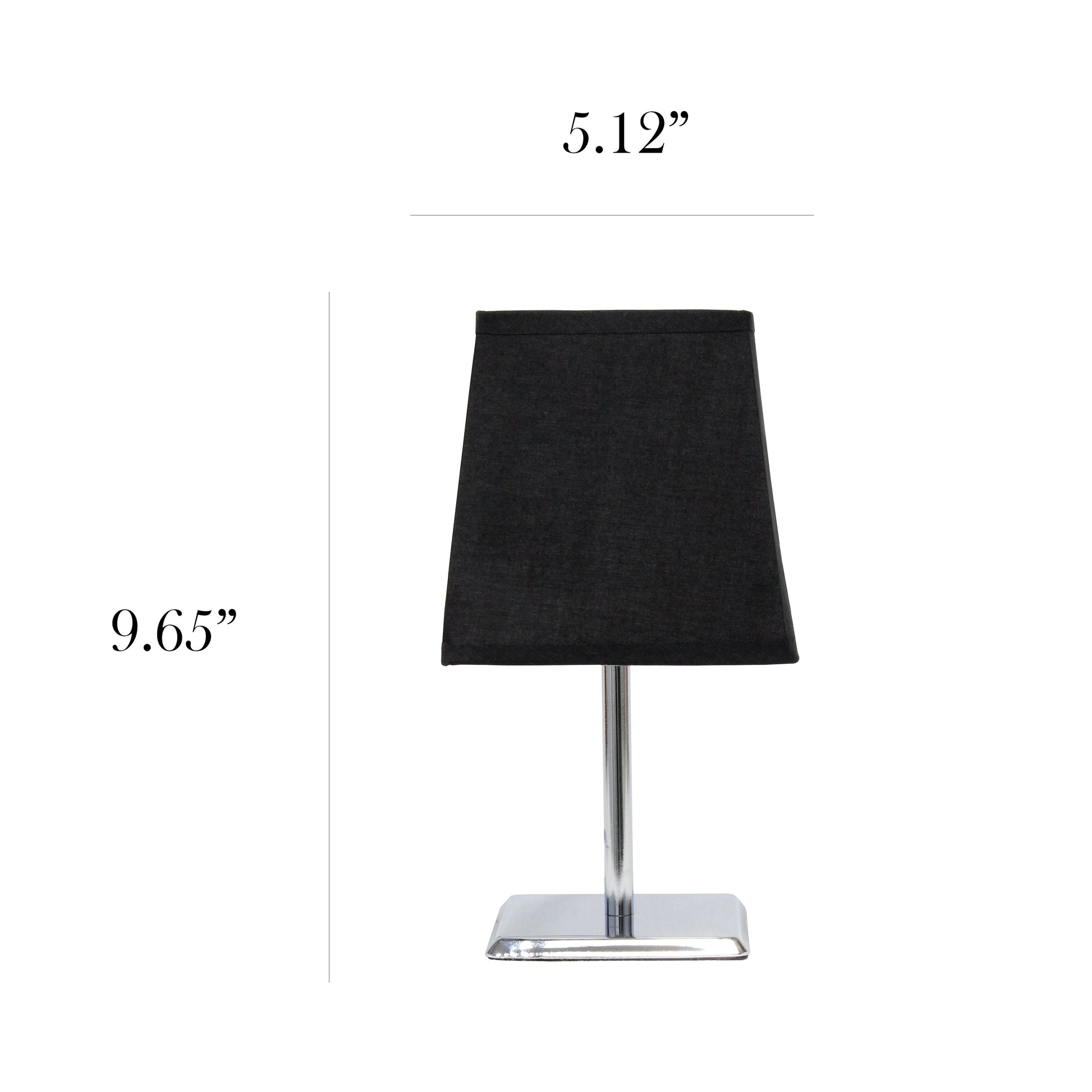 All The Rages Simple Designs Mini Chrome Table Lamp With Squared Black Empire Fabric Shade