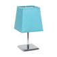 All The Rages Simple Designs Mini Chrome Table Lamp With Squared Blue Empire Fabric Shade