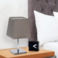 All The Rages Simple Designs Mini Chrome Table Lamp With Squared Gray Empire Fabric Shade