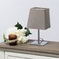All The Rages Simple Designs Mini Chrome Table Lamp With Squared Gray Empire Fabric Shade