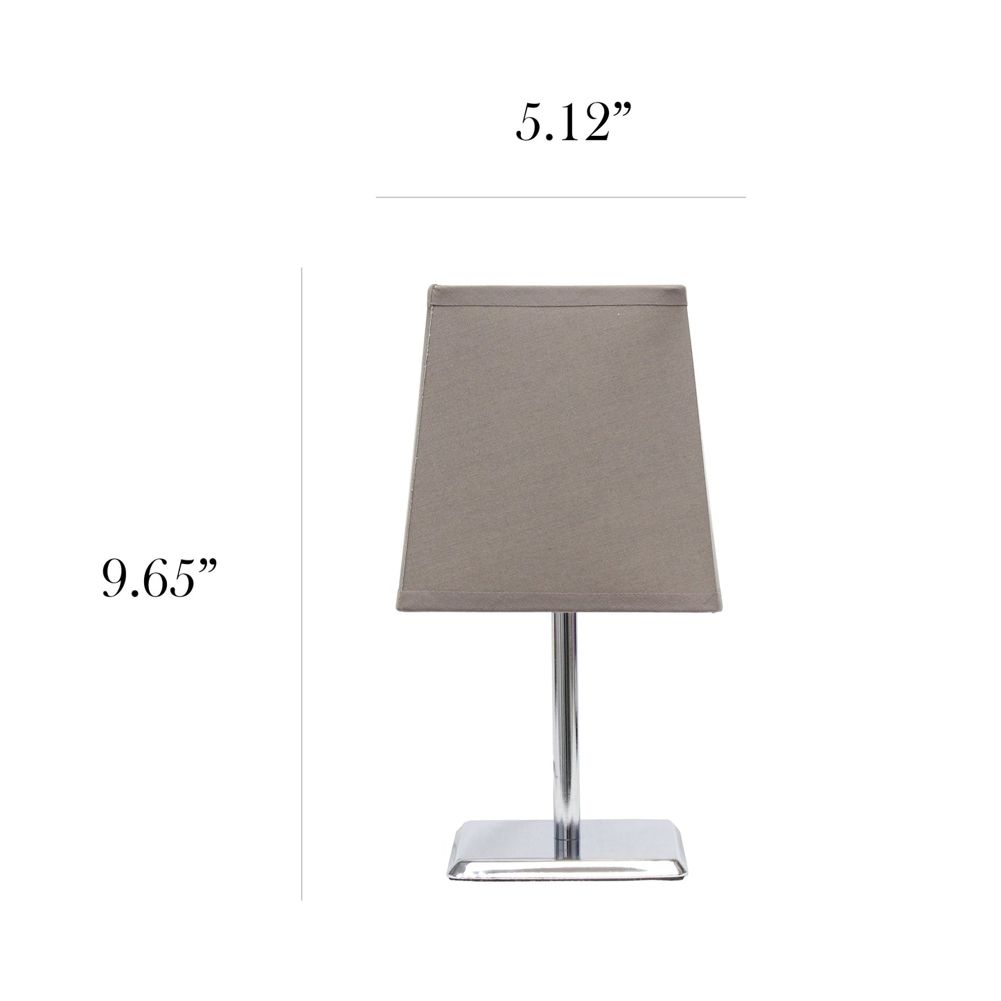 All The Rages Simple Designs Mini Chrome Table Lamp With Squared Gray Empire Fabric Shade