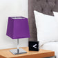 All The Rages Simple Designs Mini Chrome Table Lamp With Squared Purple Empire Fabric Shade