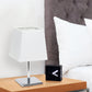 All The Rages Simple Designs Mini Chrome Table Lamp With Squared White Empire Fabric Shade