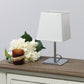 All The Rages Simple Designs Mini Chrome Table Lamp With Squared White Empire Fabric Shade