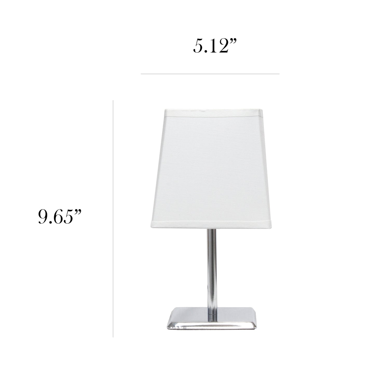 All The Rages Simple Designs Mini Chrome Table Lamp With Squared White Empire Fabric Shade