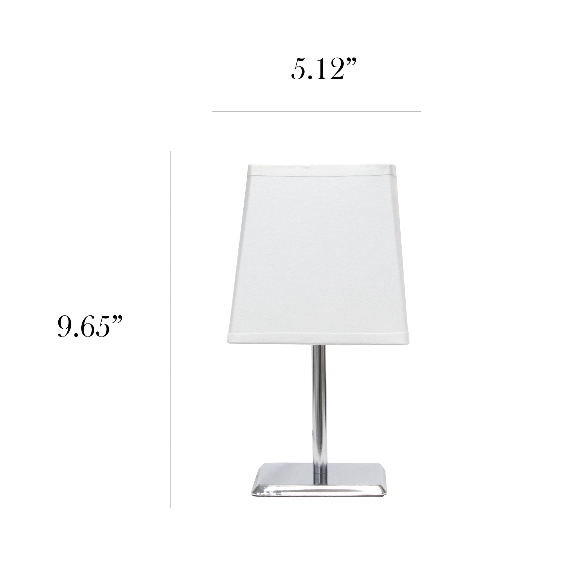All The Rages Simple Designs Mini Chrome Table Lamp With Squared White Empire Fabric Shade