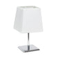 All The Rages Simple Designs Mini Chrome Table Lamp With Squared White Empire Fabric Shade