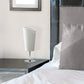 All The Rages Simple Designs Mini Chrome Table Lamp With White Angled Fabric Shade
