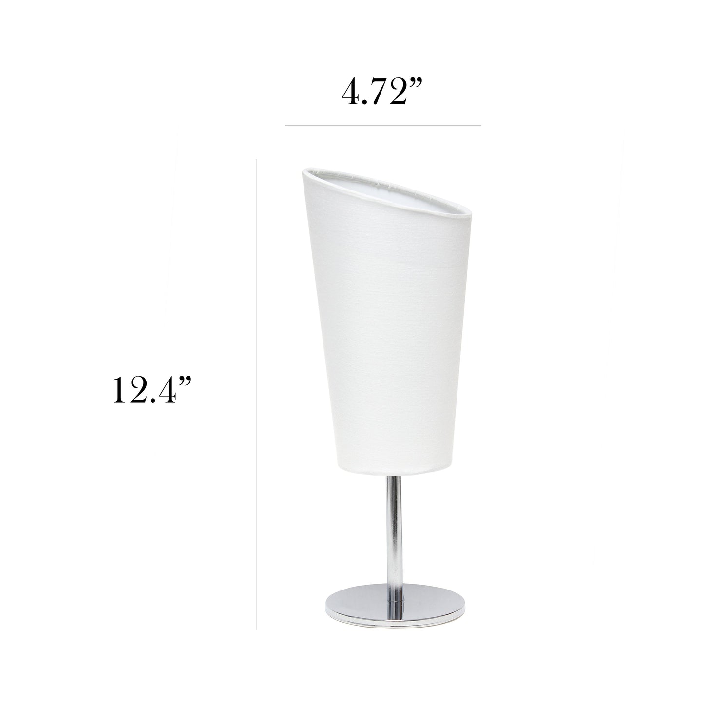 All The Rages Simple Designs Mini Chrome Table Lamp With White Angled Fabric Shade
