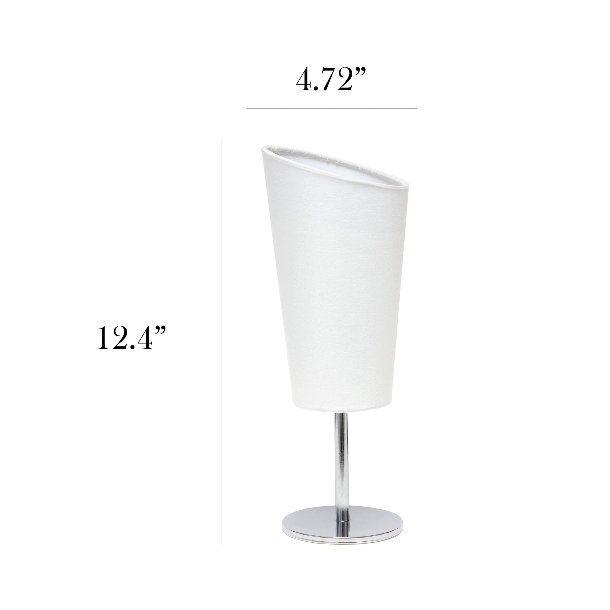 All The Rages Simple Designs Mini Chrome Table Lamp With White Angled Fabric Shade