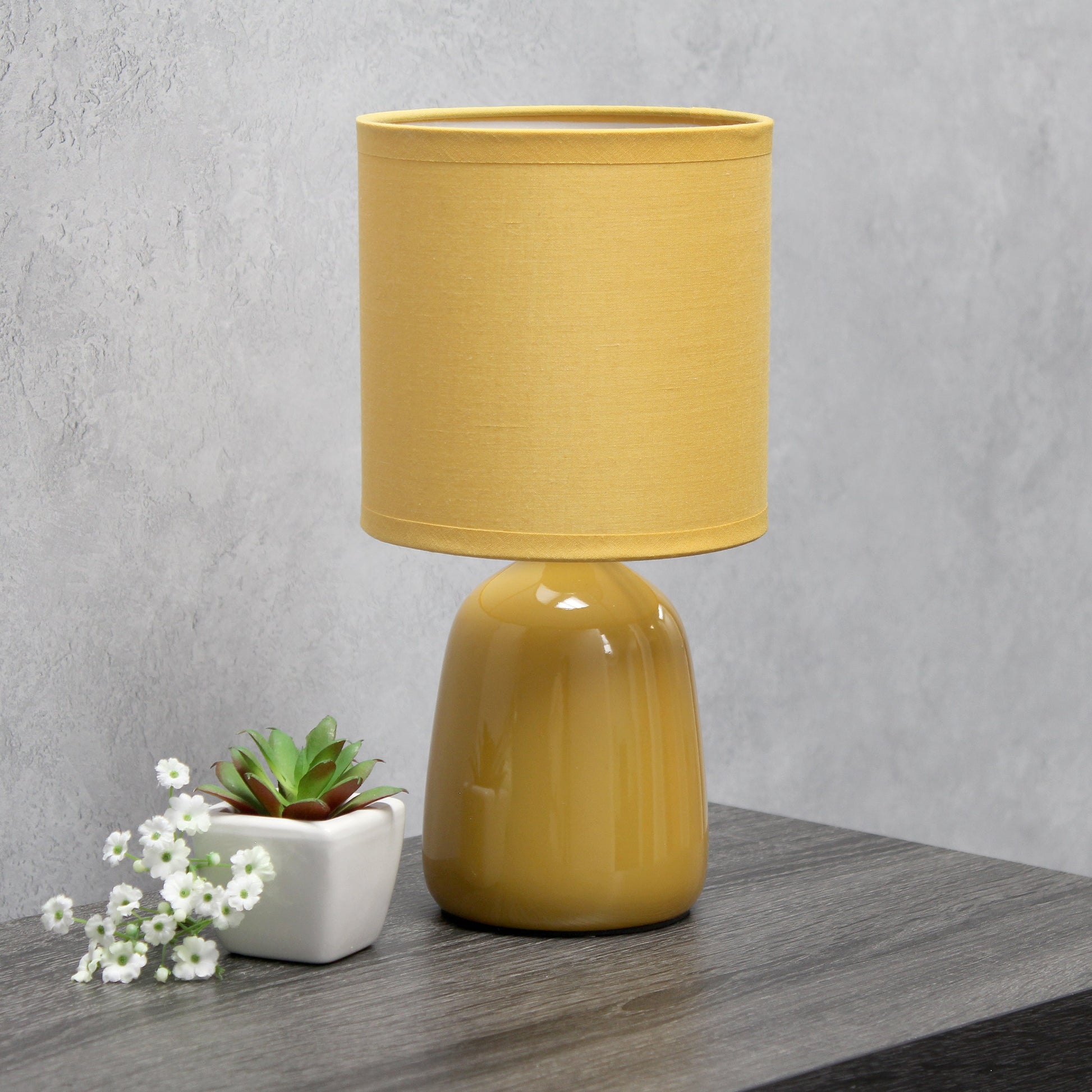 All The Rages Simple Designs Mustard Yellow 10" Ceramic Table Lamp With Matching Fabric Shade