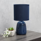 All The Rages Simple Designs Navy 10" Ceramic Table Lamp With Matching Fabric Shade