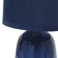 All The Rages Simple Designs Navy 10" Ceramic Table Lamp With Matching Fabric Shade