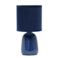All The Rages Simple Designs Navy 10" Ceramic Table Lamp With Matching Fabric Shade