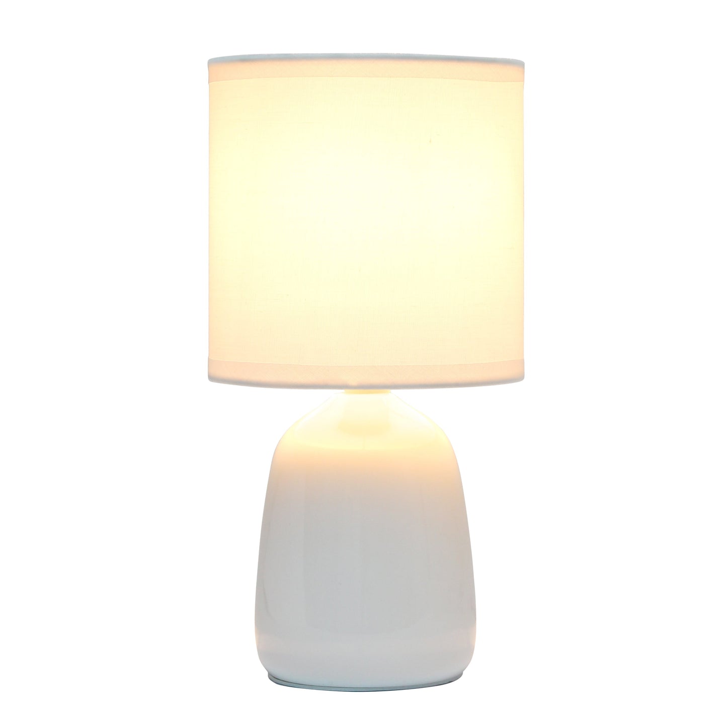 All The Rages Simple Designs Off White 10" Ceramic Table Lamp With Matching Fabric Shade