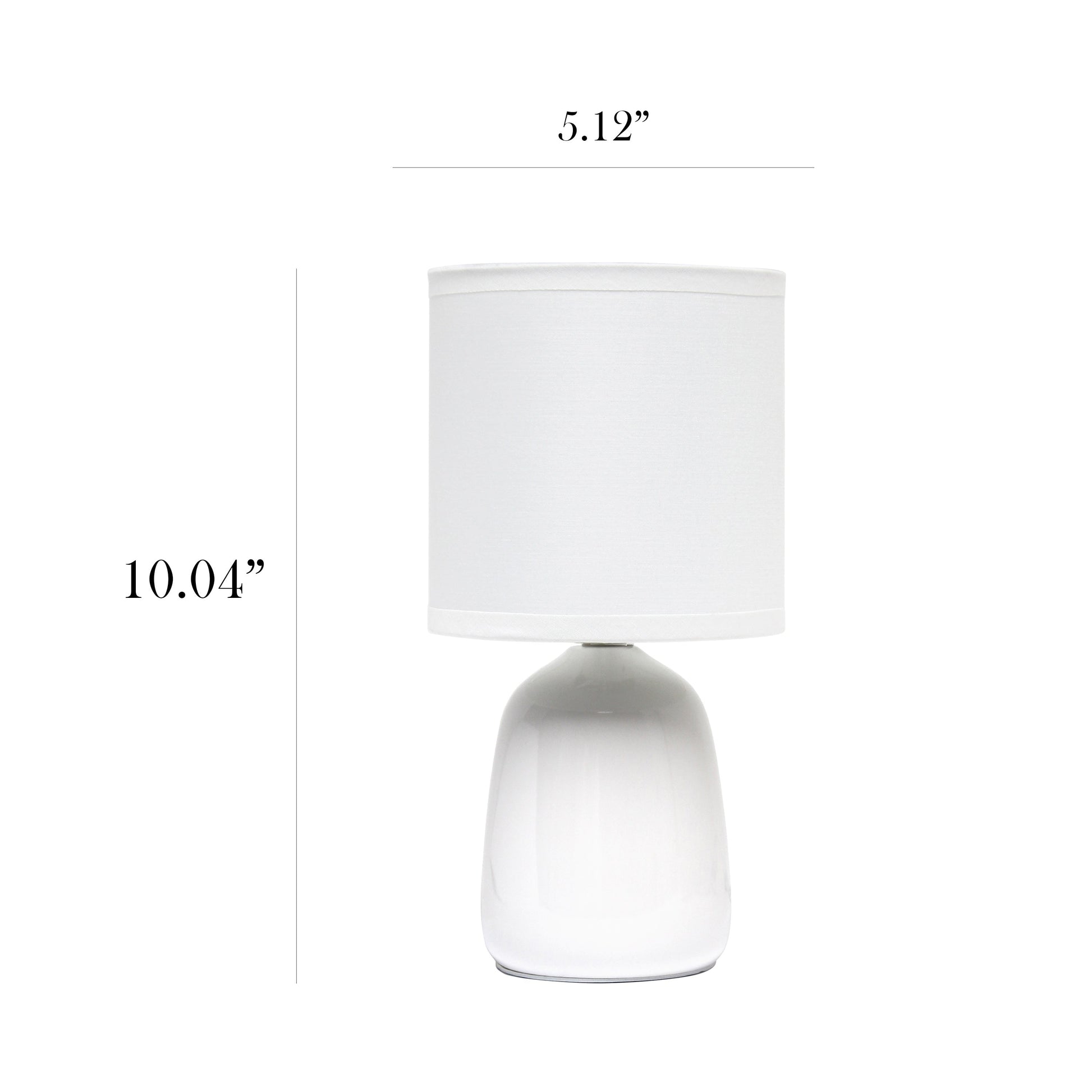All The Rages Simple Designs Off White 10" Ceramic Table Lamp With Matching Fabric Shade