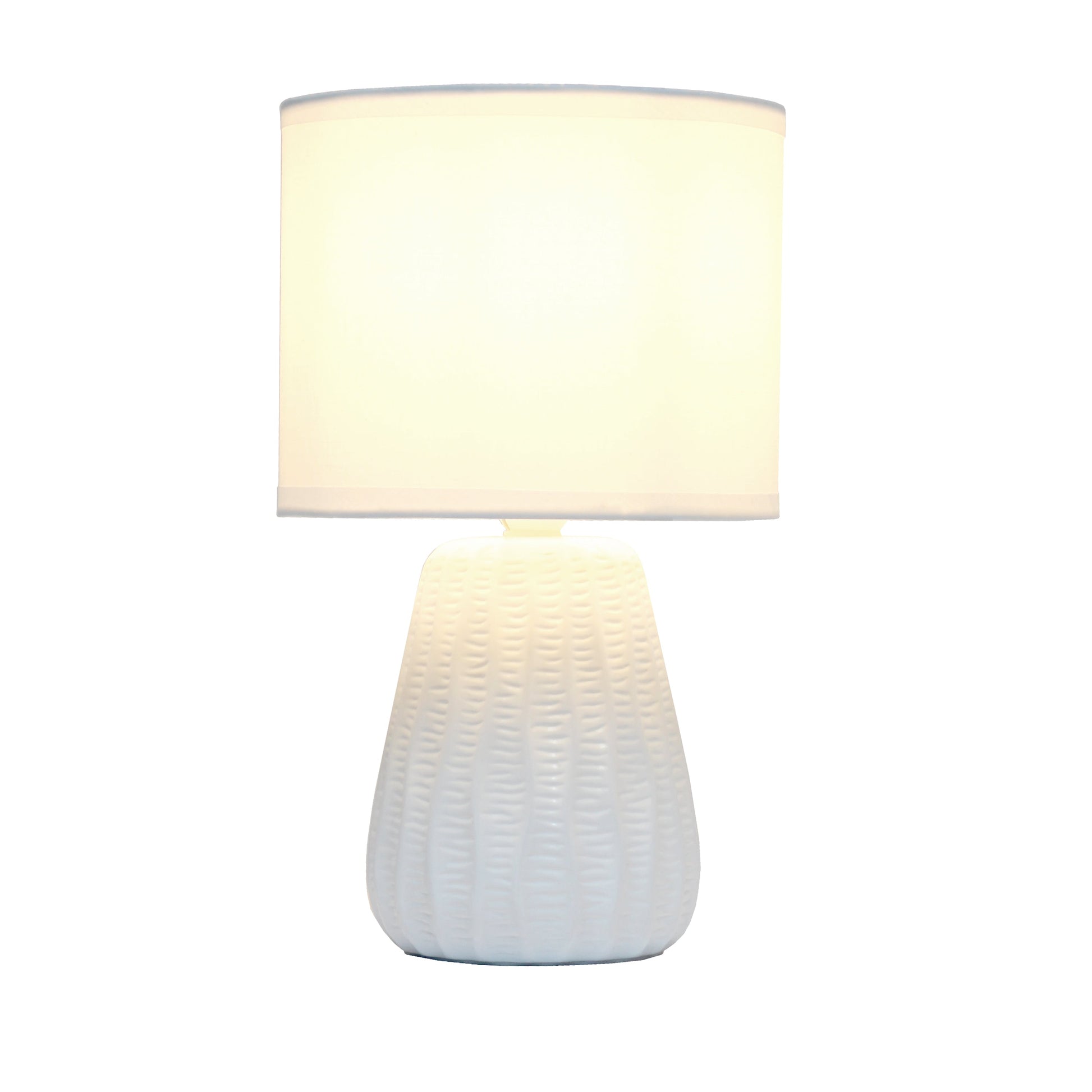 All The Rages Simple Designs Off White 11" Ceramic Texture Pastel Table Lamp With Matching Fabric Shade