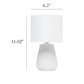 All The Rages Simple Designs Off White 11" Ceramic Texture Pastel Table Lamp With Matching Fabric Shade