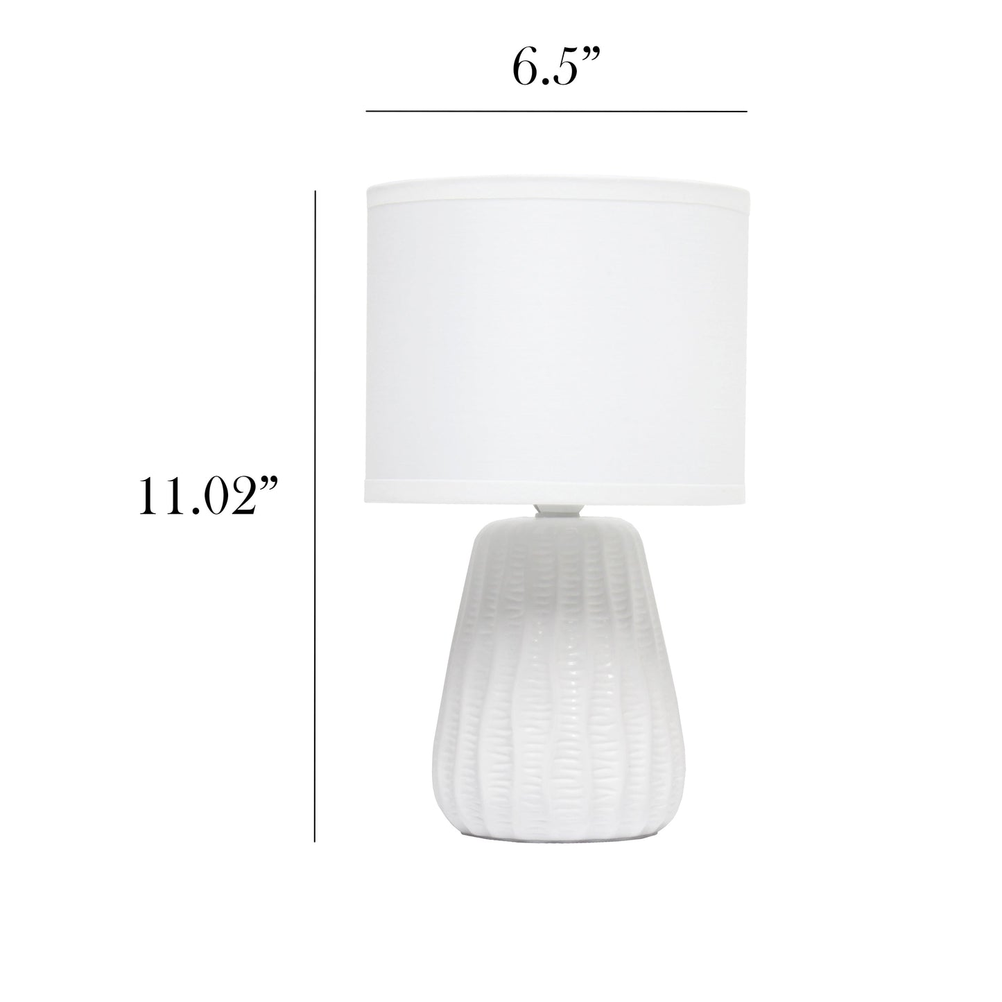 All The Rages Simple Designs Off White 11" Ceramic Texture Pastel Table Lamp With Matching Fabric Shade