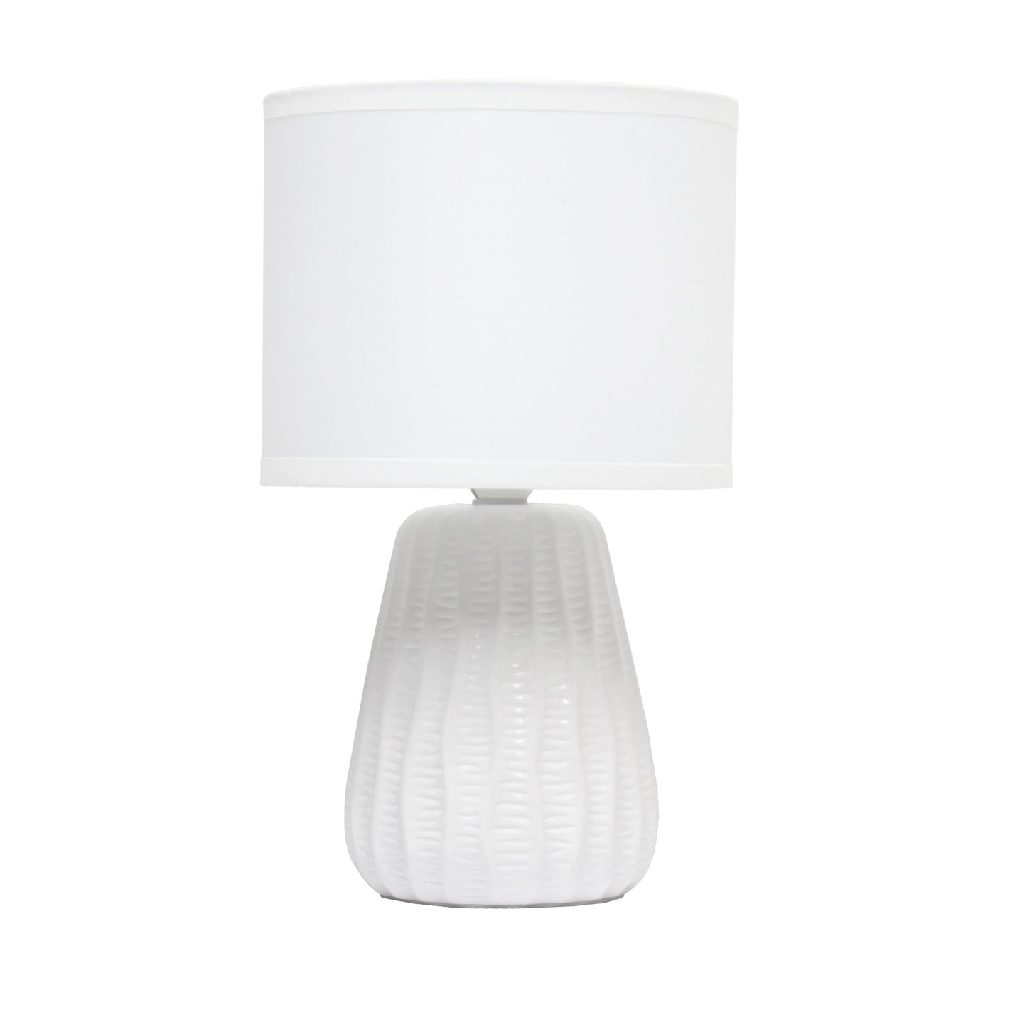 All The Rages Simple Designs Off White 11" Ceramic Texture Pastel Table Lamp With Matching Fabric Shade