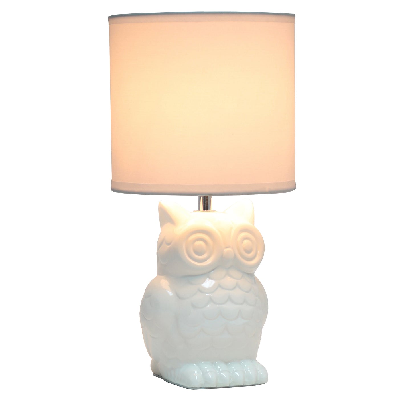 All The Rages Simple Designs Off White 13" Ceramic Owl Table Lamp With Matching Fabric Shade