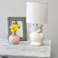 All The Rages Simple Designs Off White 13" Ceramic Owl Table Lamp With Matching Fabric Shade