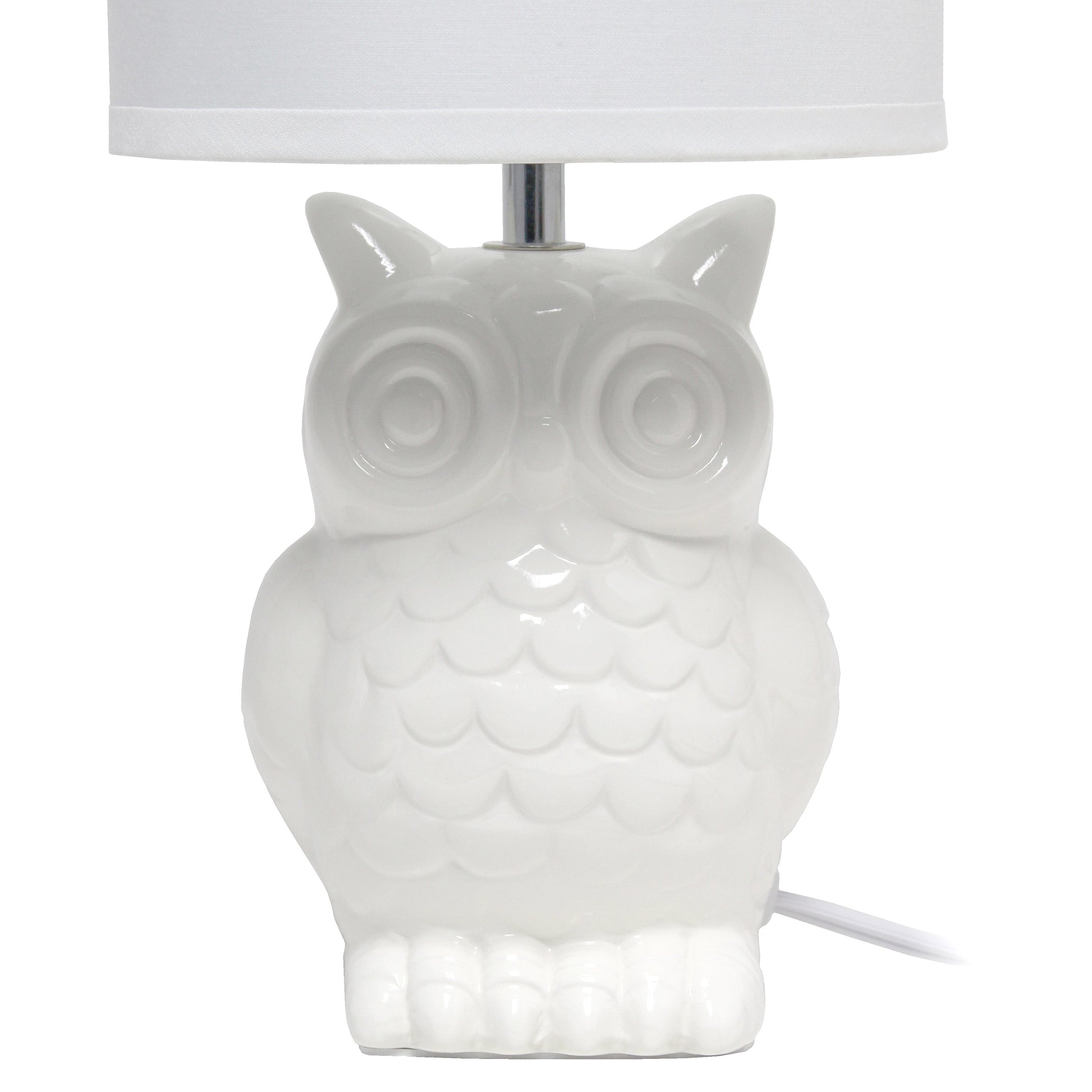 All The Rages Simple Designs Off White 13" Ceramic Owl Table Lamp With Matching Fabric Shade