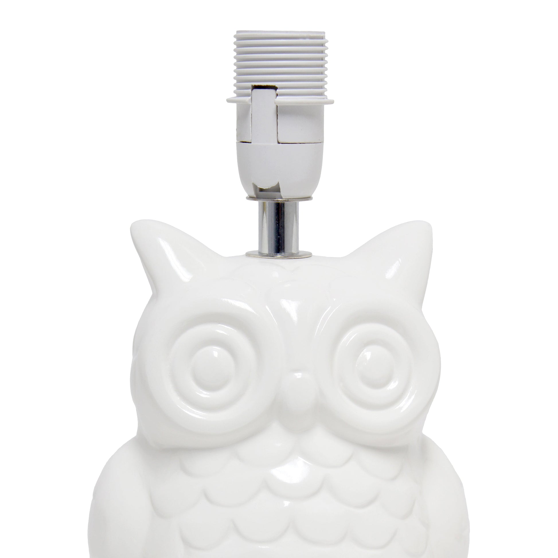 All The Rages Simple Designs Off White 13" Ceramic Owl Table Lamp With Matching Fabric Shade
