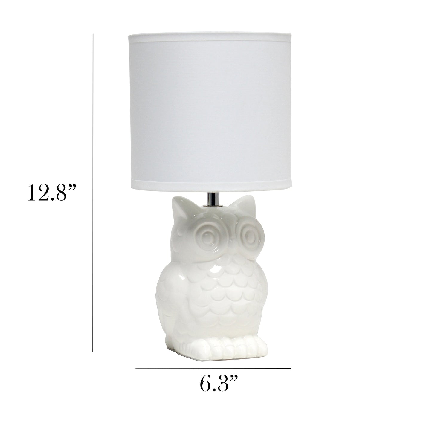 All The Rages Simple Designs Off White 13" Ceramic Owl Table Lamp With Matching Fabric Shade