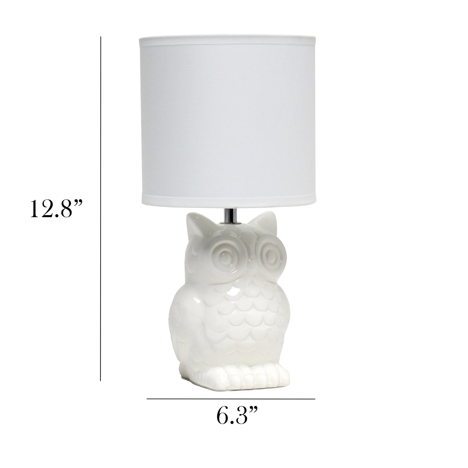 All The Rages Simple Designs Off White 13" Ceramic Owl Table Lamp With Matching Fabric Shade