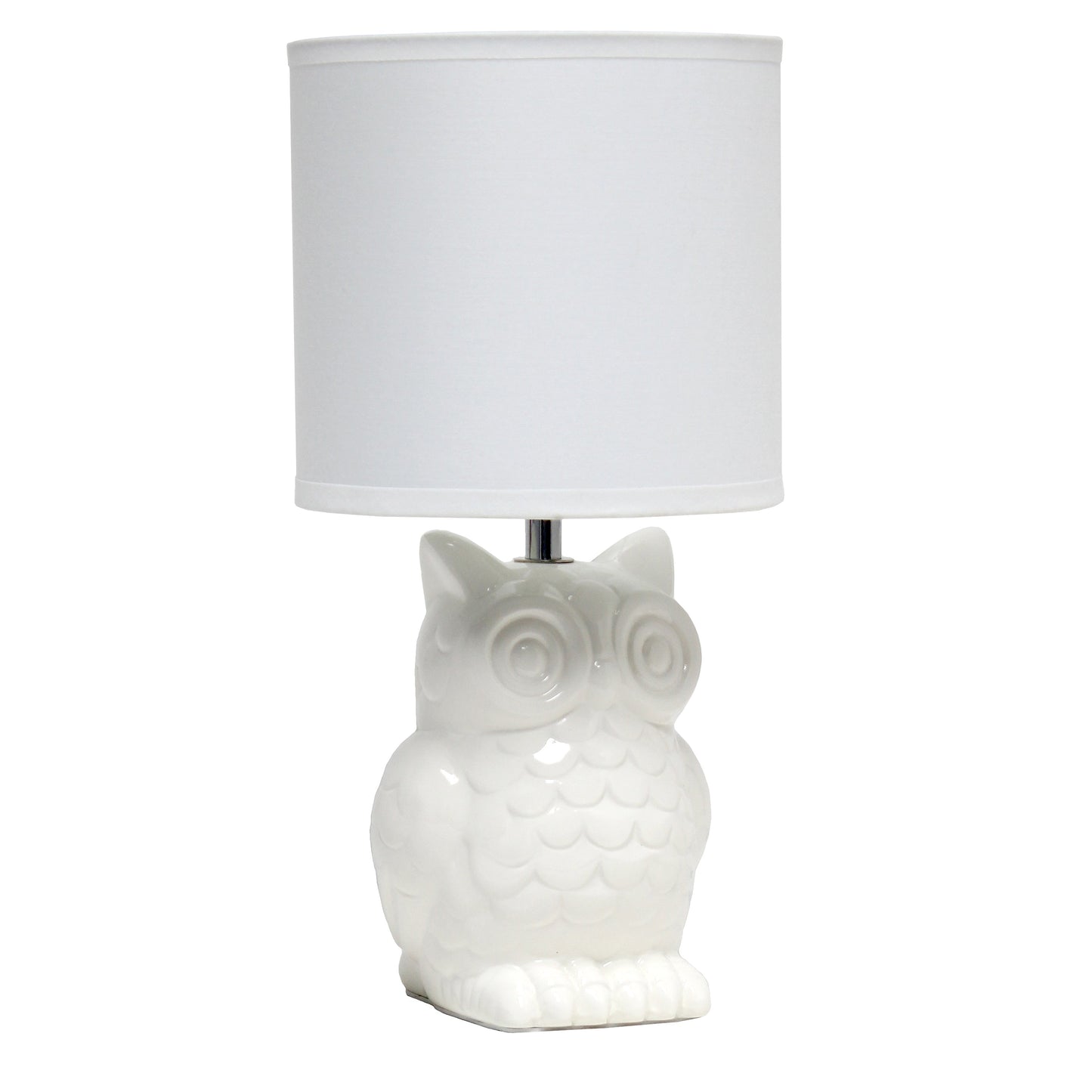All The Rages Simple Designs Off White 13" Ceramic Owl Table Lamp With Matching Fabric Shade
