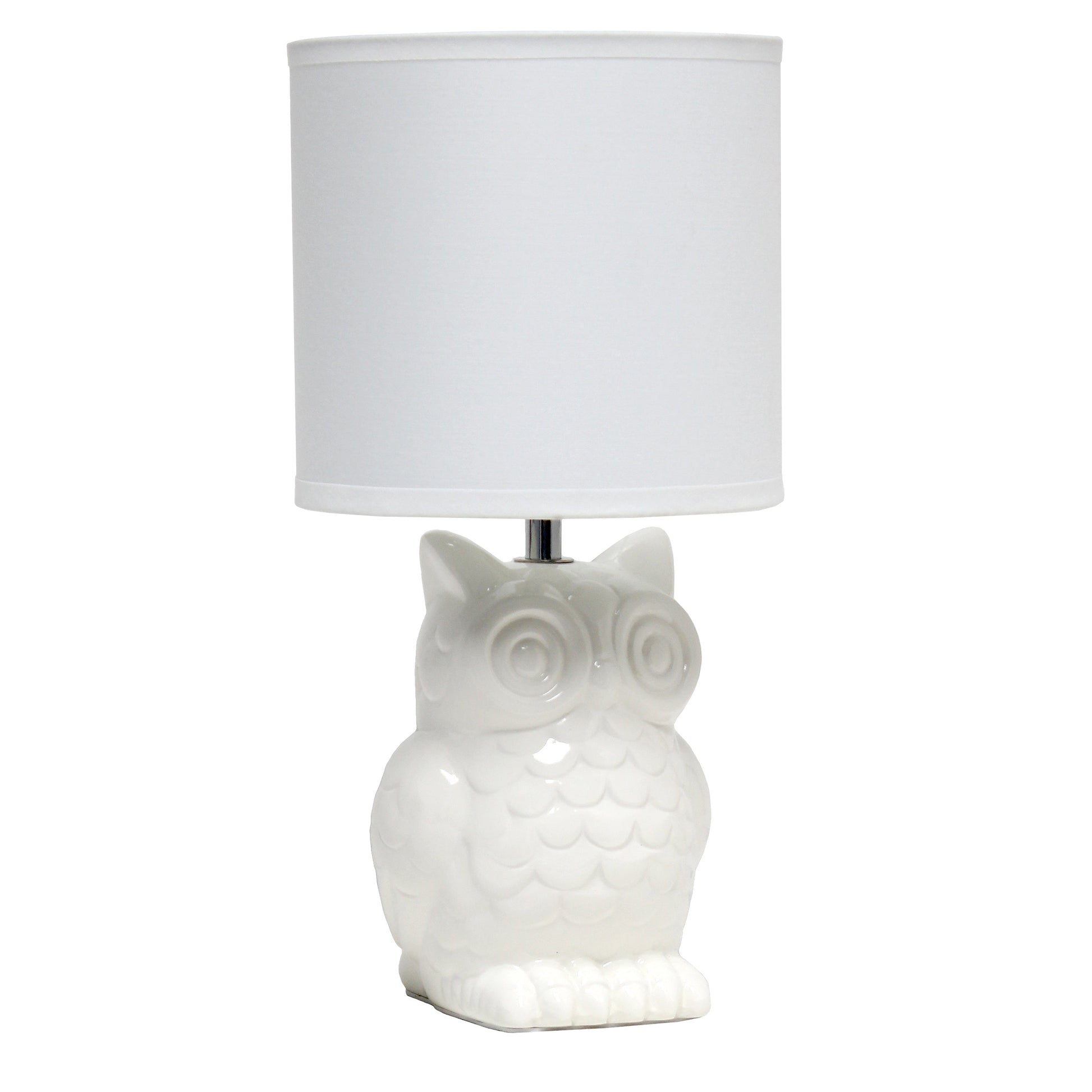 All The Rages Simple Designs Off White 13" Ceramic Owl Table Lamp With Matching Fabric Shade