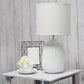 All The Rages Simple Designs Off White 20" Ceramic Purled Texture Table Lamp With White Fabric Drum Shade