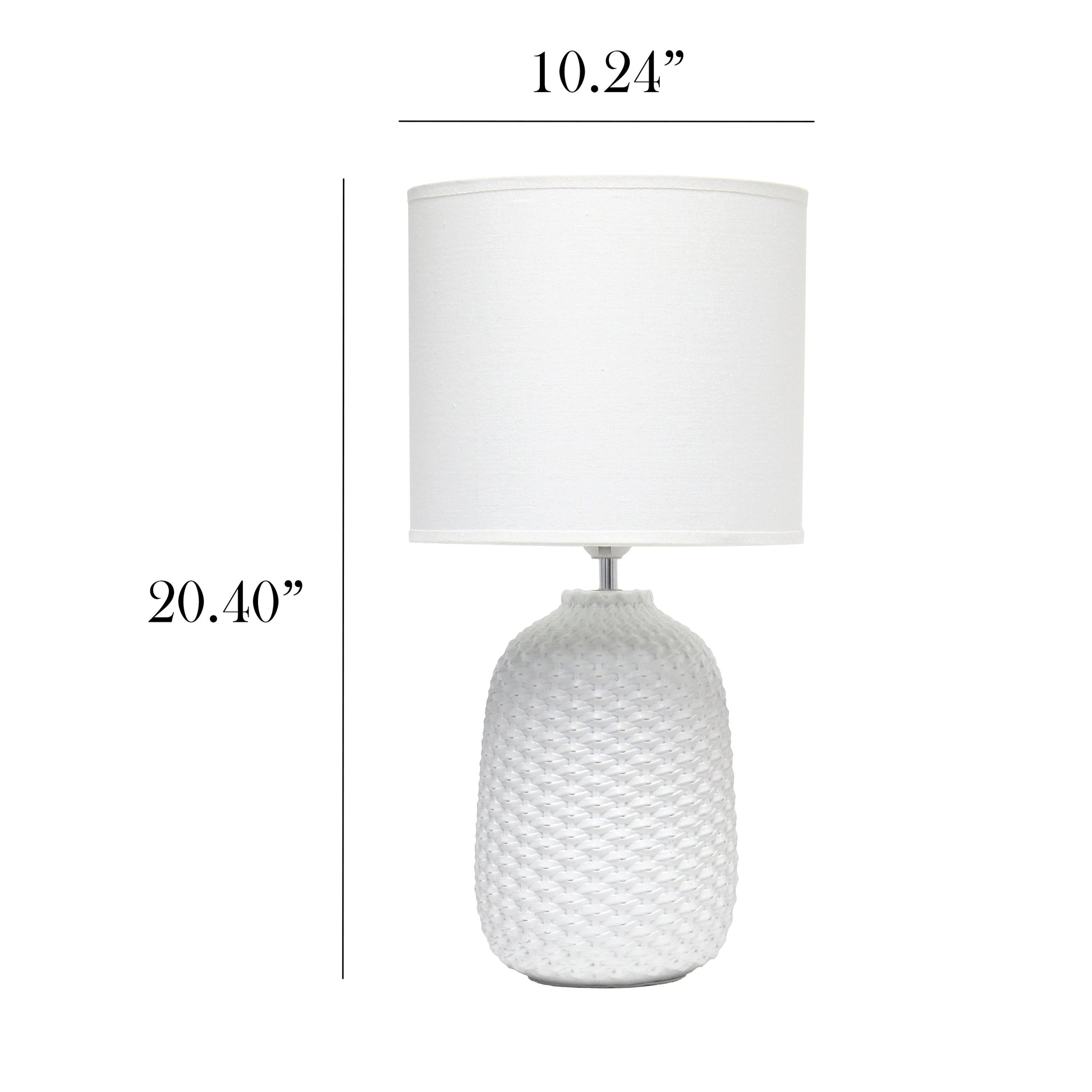 All The Rages Simple Designs Off White 20" Ceramic Purled Texture Table Lamp With White Fabric Drum Shade