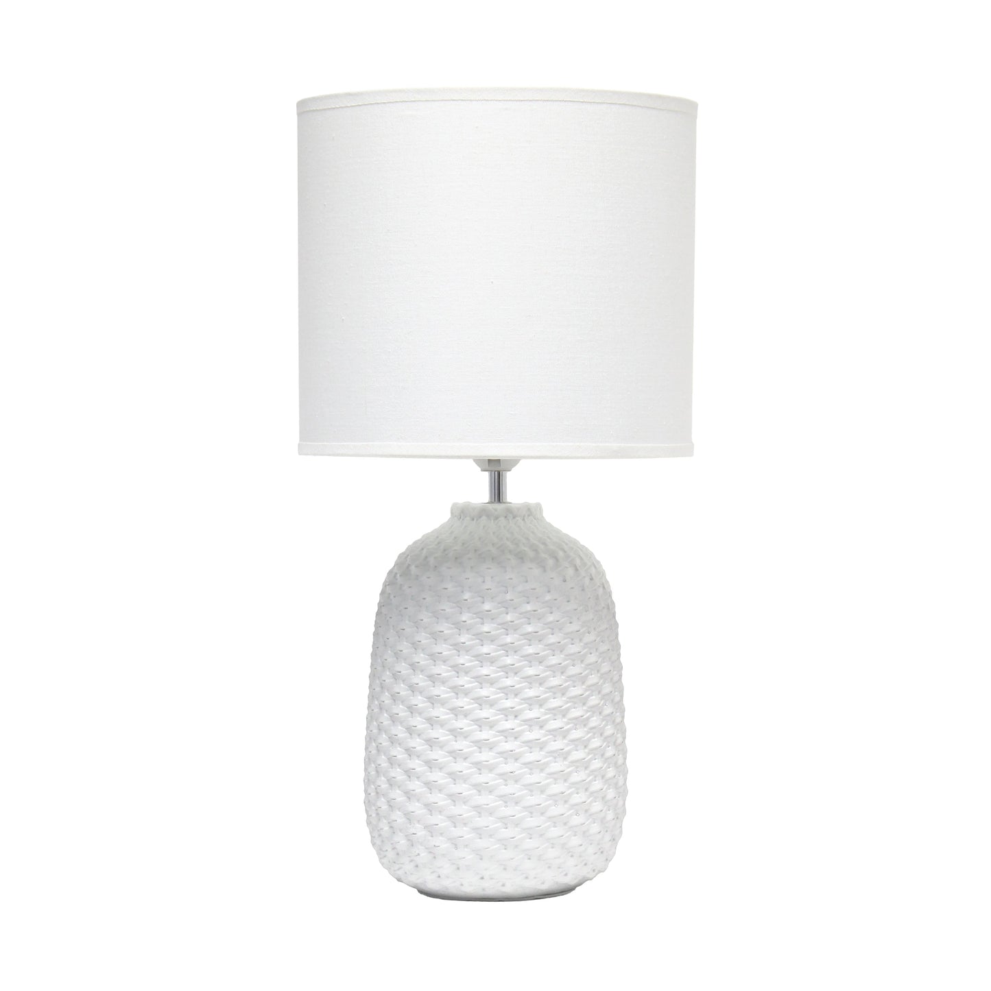 All The Rages Simple Designs Off White 20" Ceramic Purled Texture Table Lamp With White Fabric Drum Shade