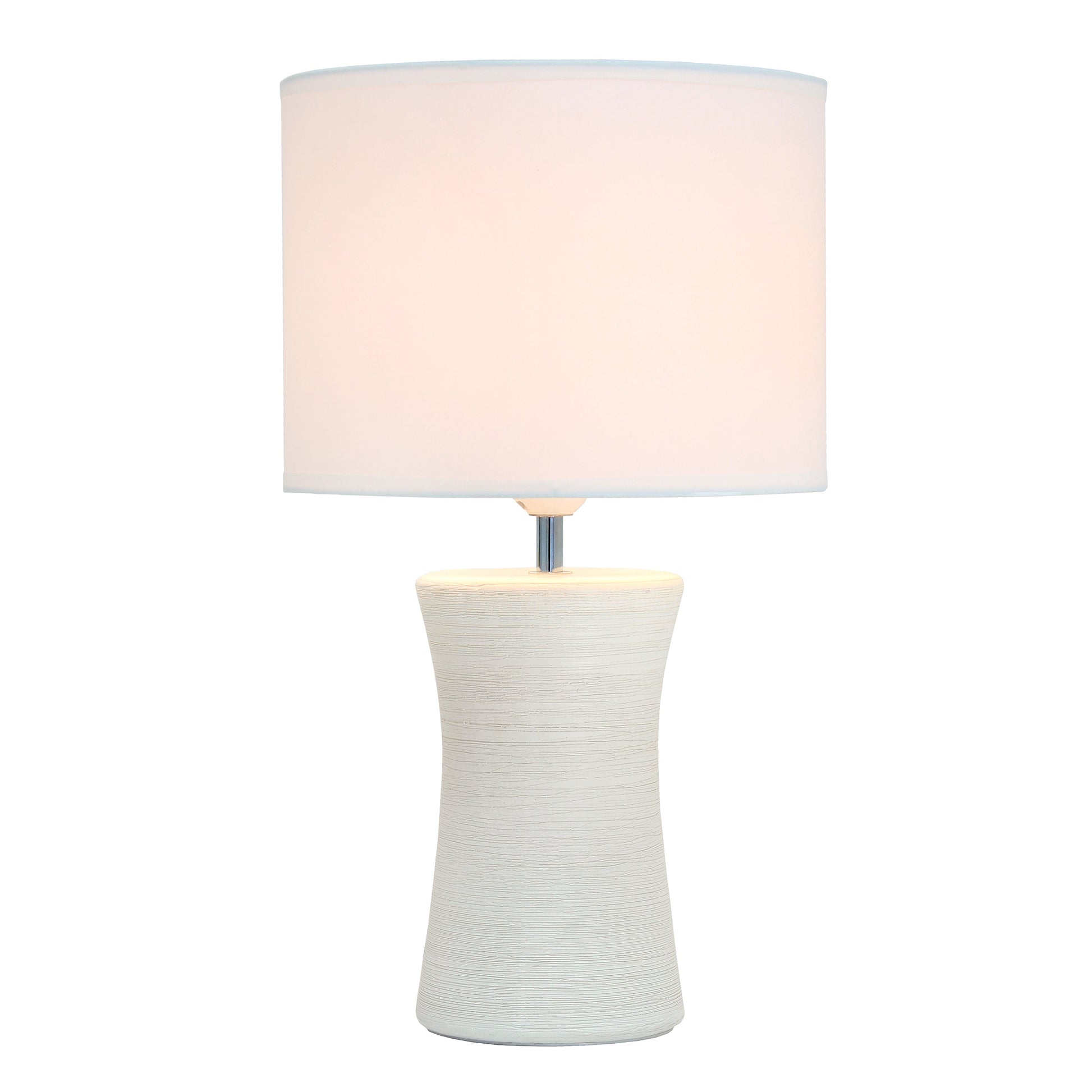 All The Rages Simple Designs Off-White Ceramic Hourglass Table Lamp