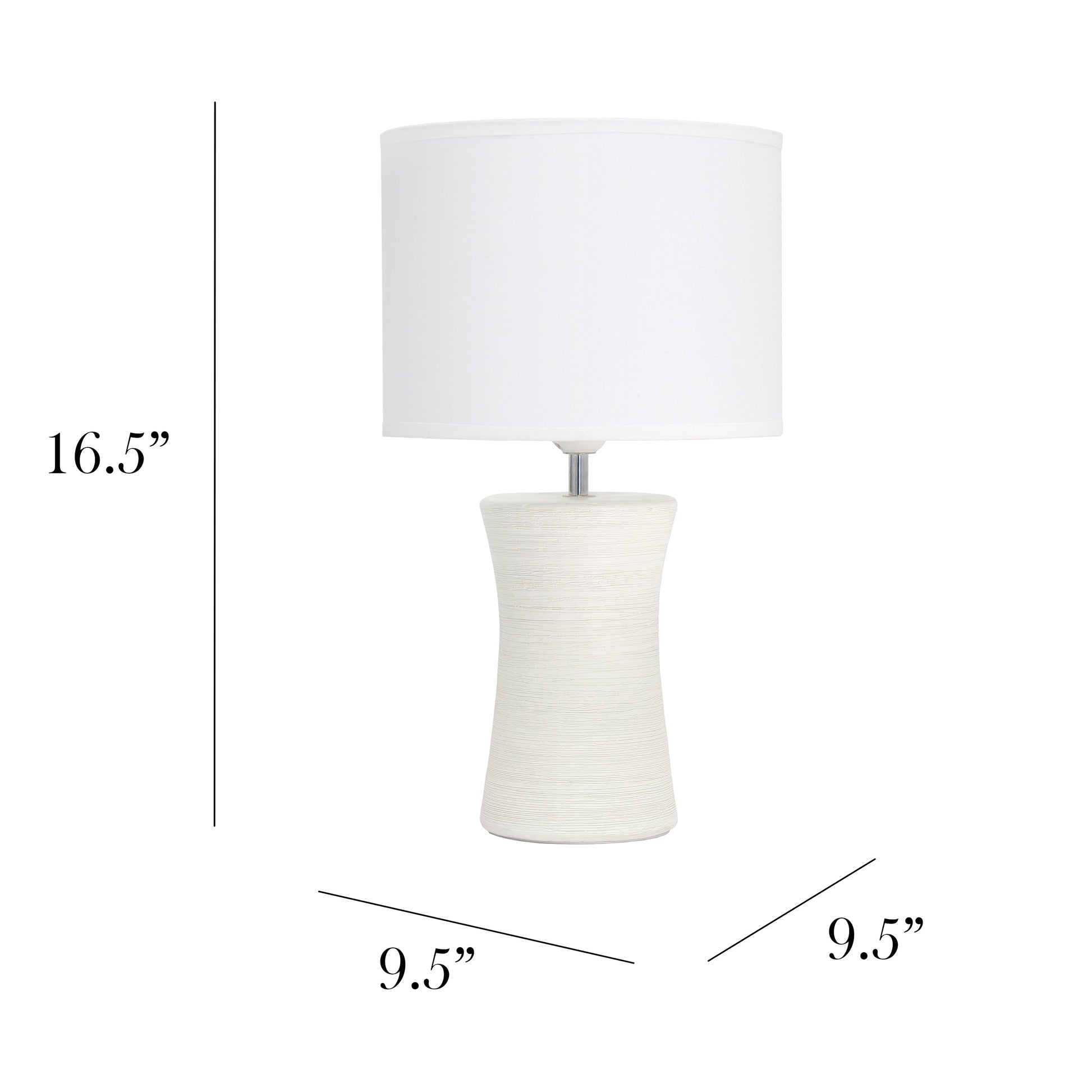All The Rages Simple Designs Off-White Ceramic Hourglass Table Lamp