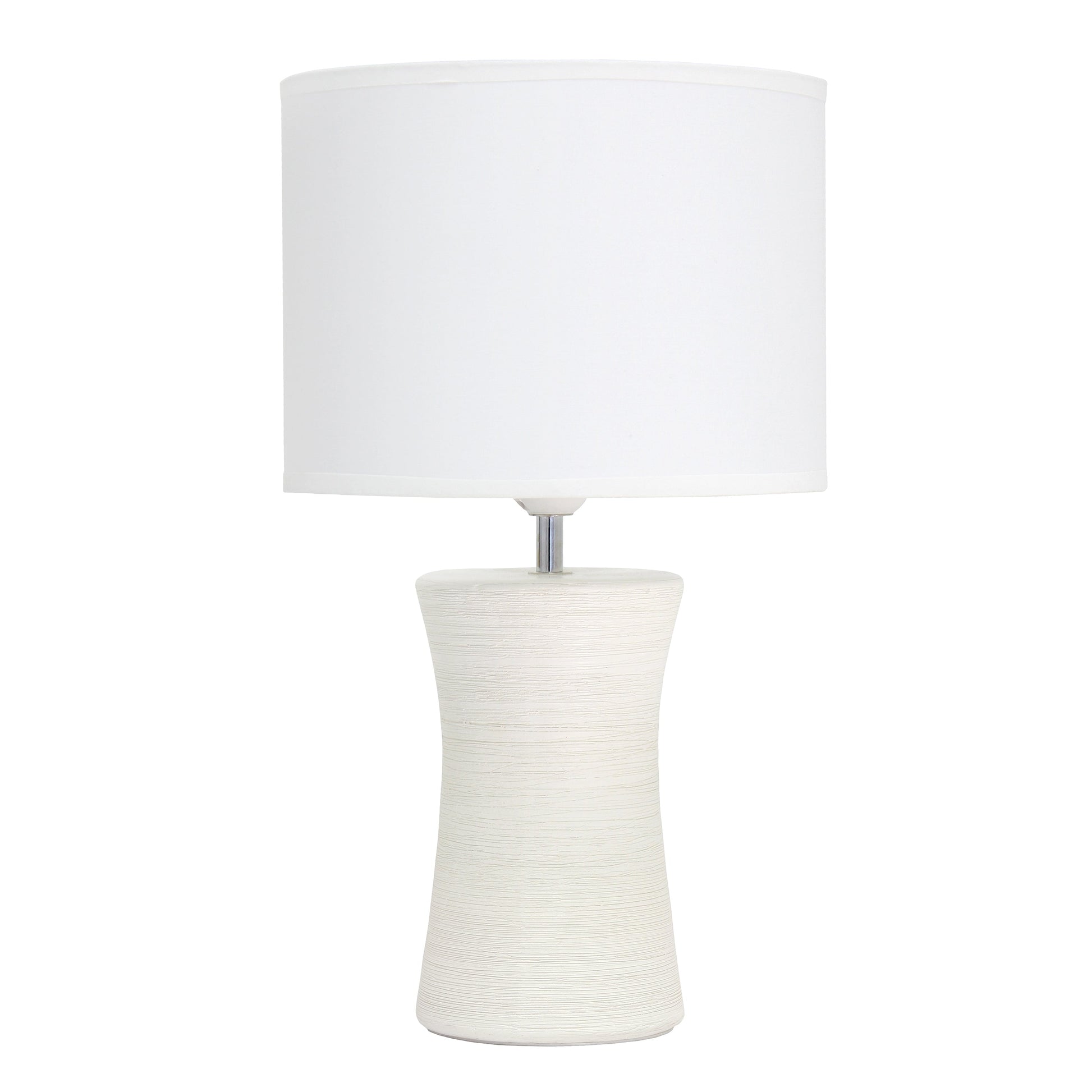 All The Rages Simple Designs Off-White Ceramic Hourglass Table Lamp