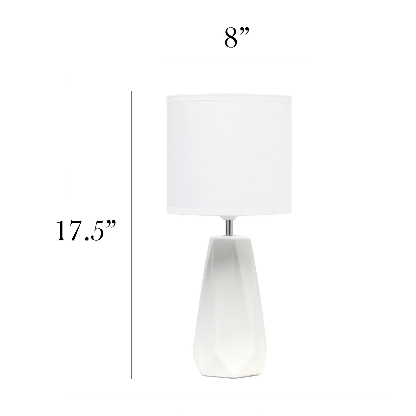 All The Rages Simple Designs Off-White Ceramic Prism Table Lamp