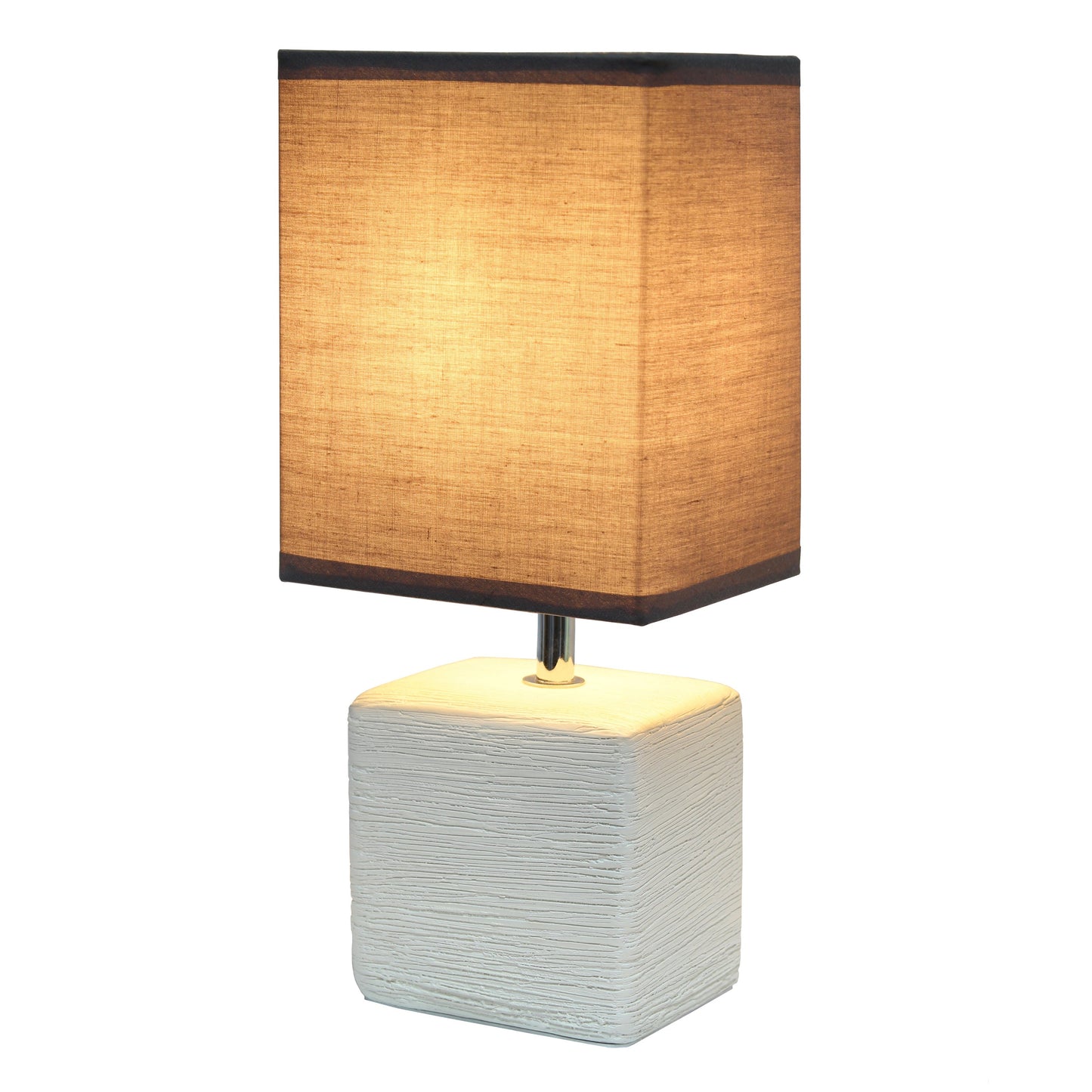 All The Rages Simple Designs Off-White Petite Faux Stone Table Lamp With Gray Fabric Shade