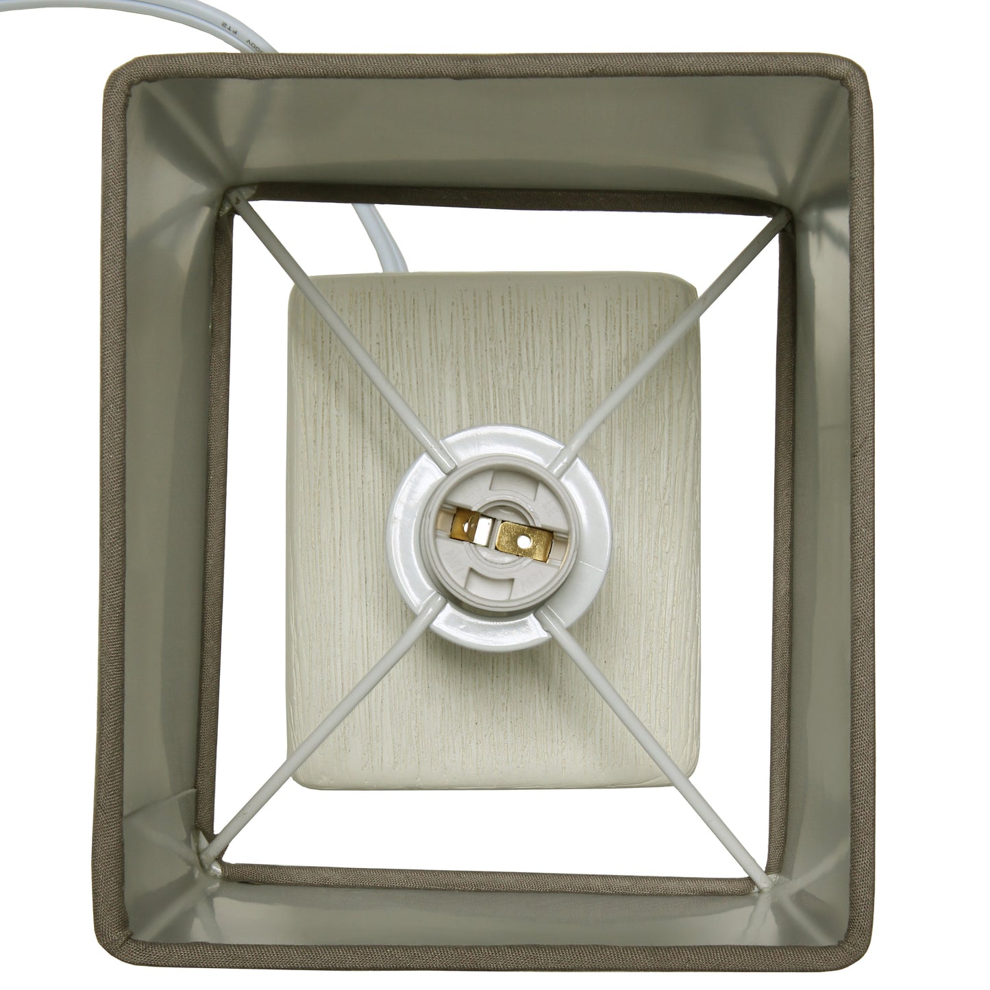 All The Rages Simple Designs Off-White Petite Faux Stone Table Lamp With Gray Fabric Shade