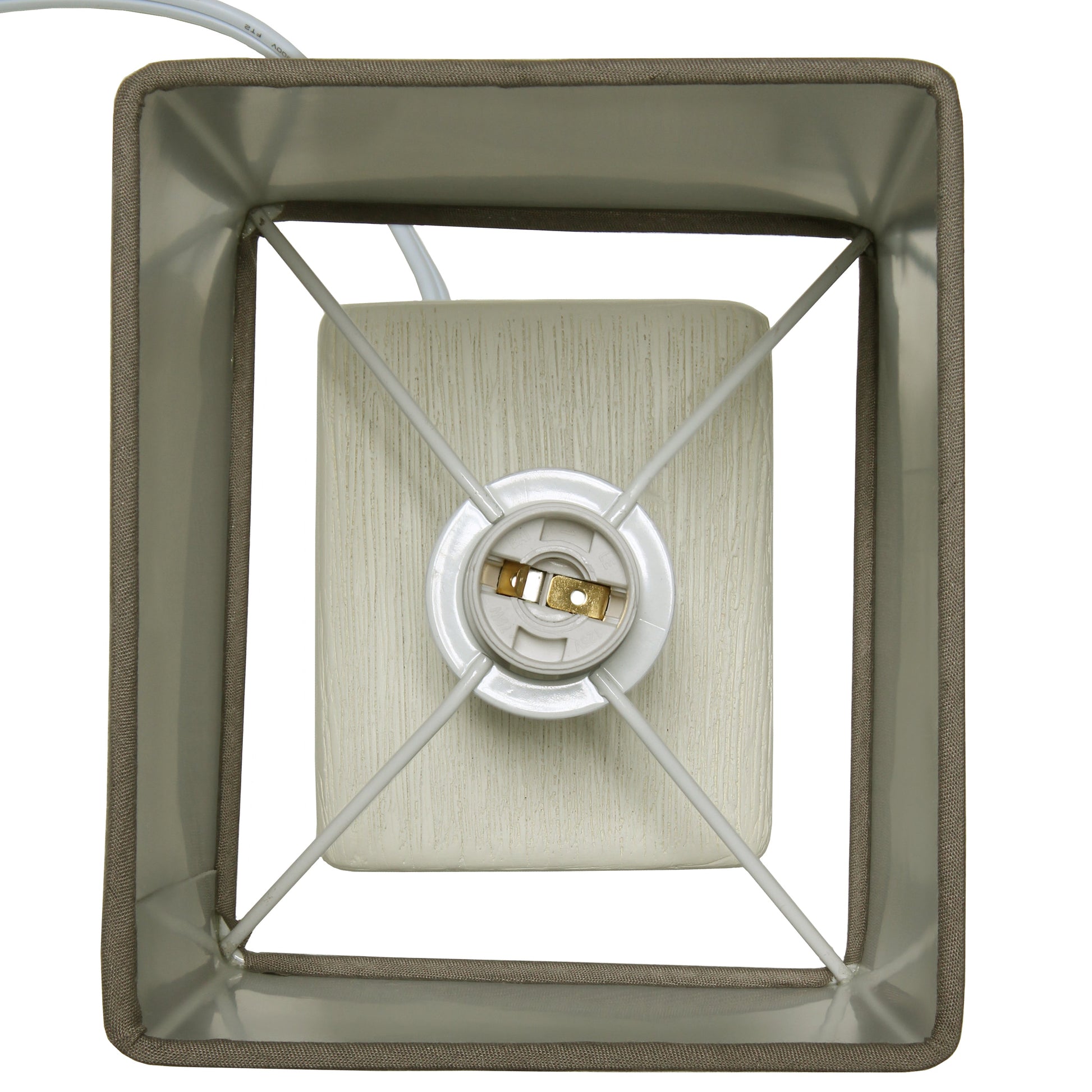 All The Rages Simple Designs Off-White Petite Faux Stone Table Lamp With Gray Fabric Shade