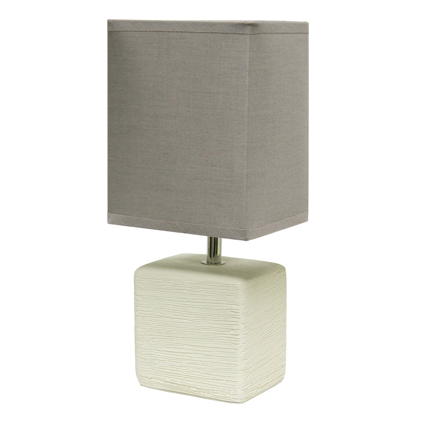 All The Rages Simple Designs Off-White Petite Faux Stone Table Lamp With Gray Fabric Shade