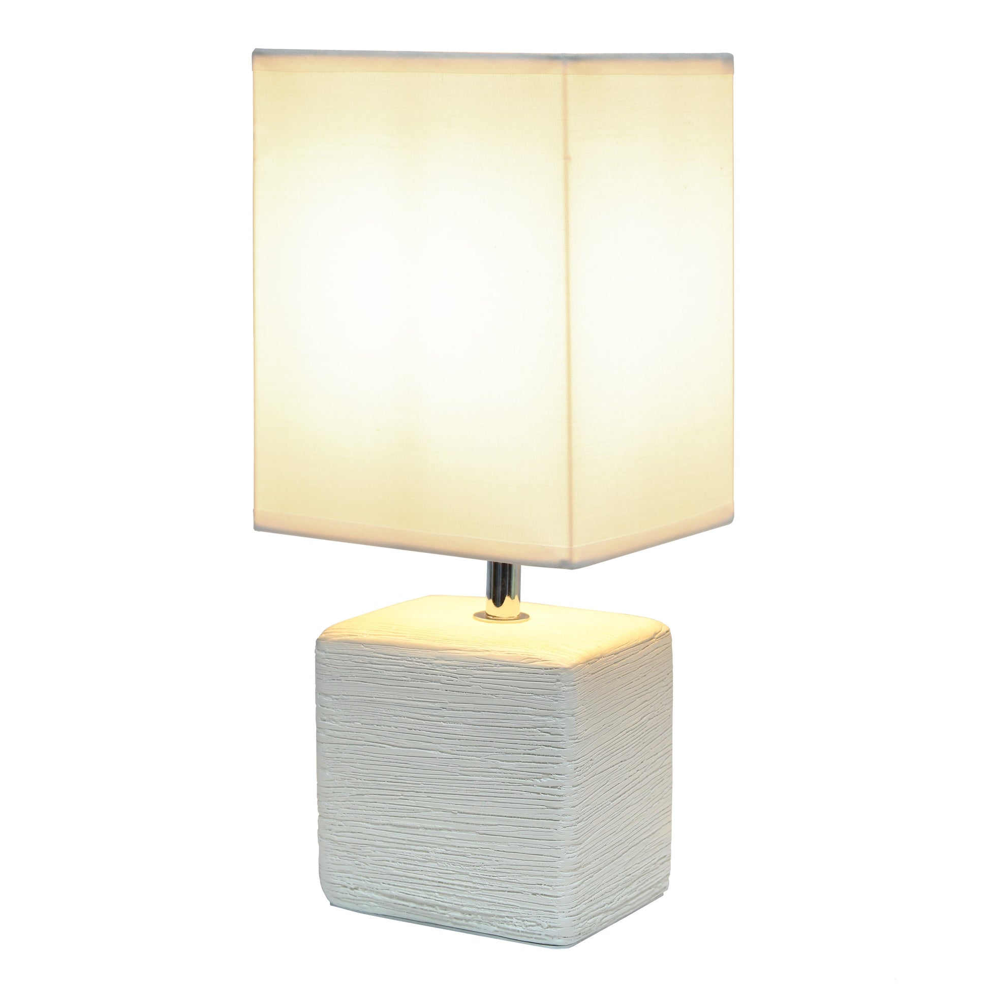 All The Rages Simple Designs Off-White Petite Faux Stone Table Lamp With White Fabric Shade