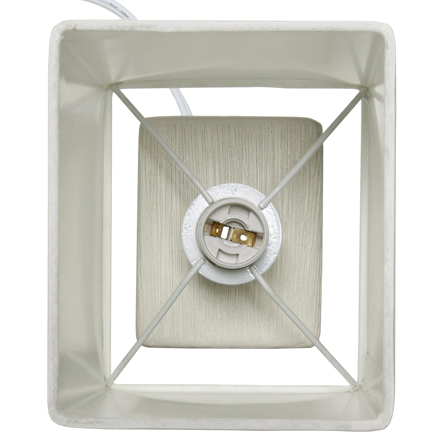 All The Rages Simple Designs Off-White Petite Faux Stone Table Lamp With White Fabric Shade