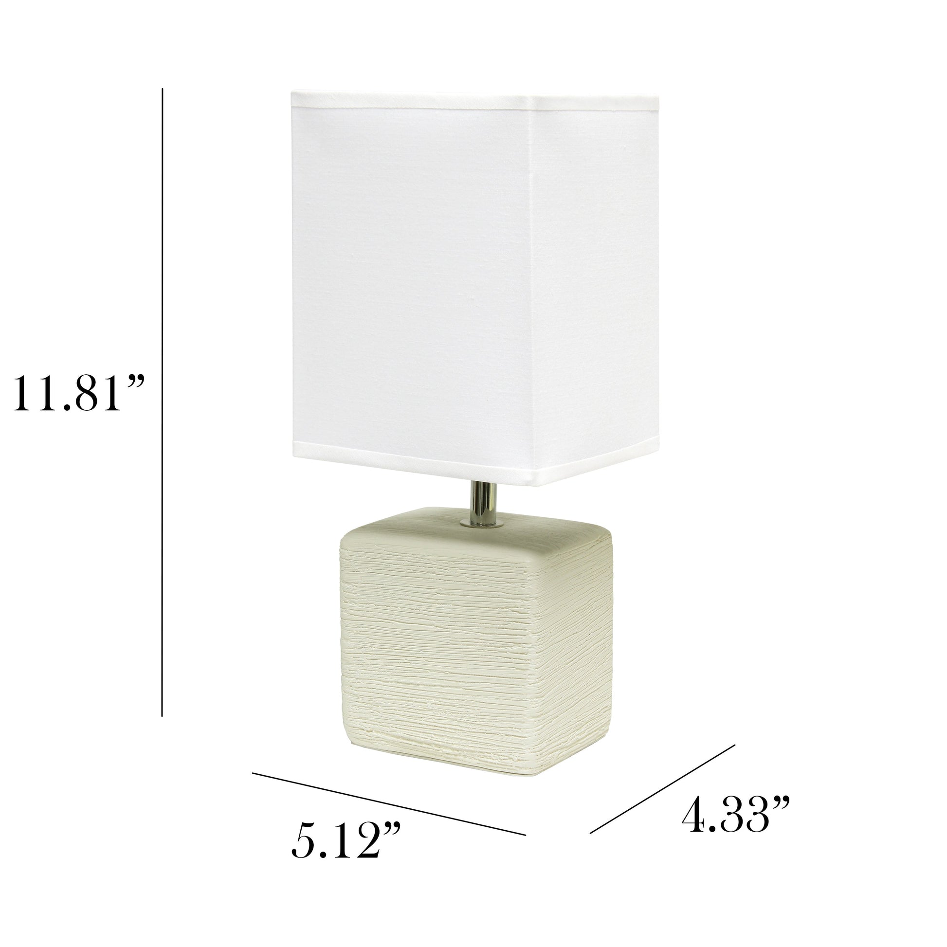 All The Rages Simple Designs Off-White Petite Faux Stone Table Lamp With White Fabric Shade