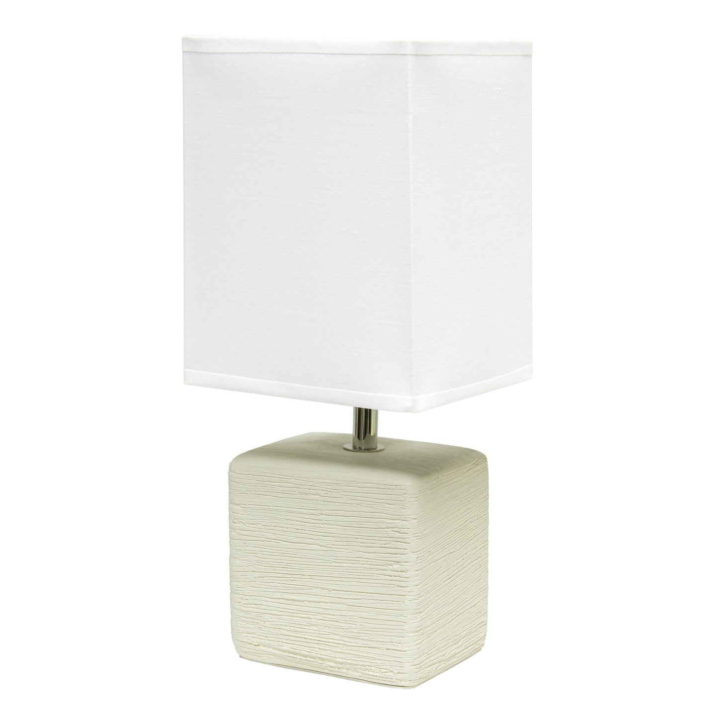 All The Rages Simple Designs Off-White Petite Faux Stone Table Lamp With White Fabric Shade