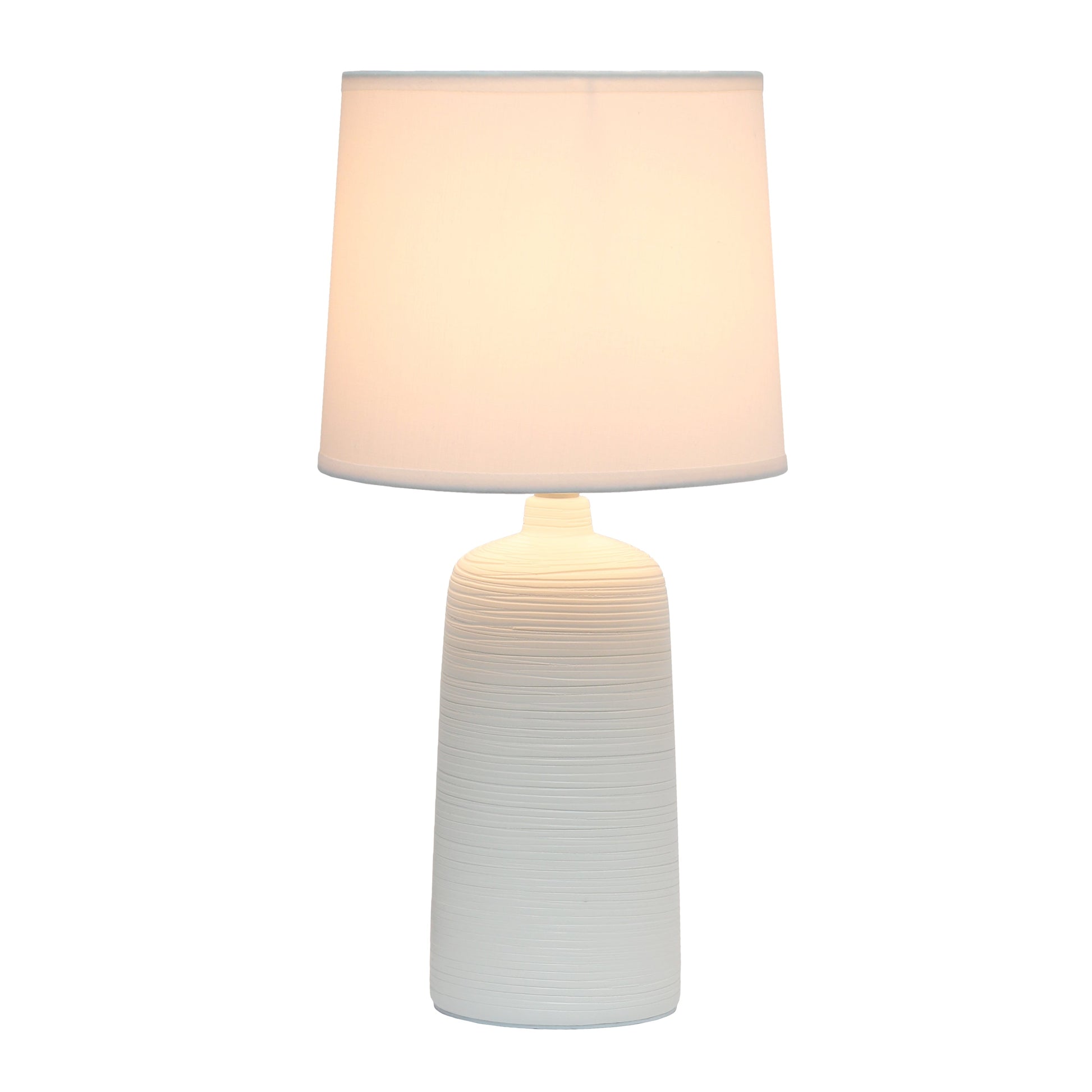 All The Rages Simple Designs Off-White Textured Linear Ceramic Table Lamp